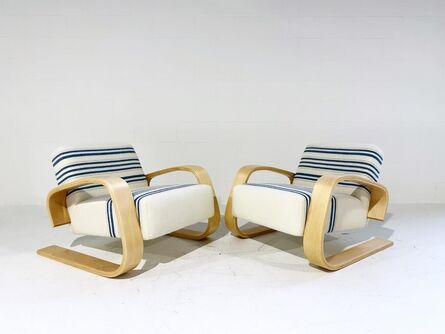 Alvar Aalto, ‘Model 400 "Tank" Lounge Chairs in Swans Island Company Blankets, Pair’, 20th Century