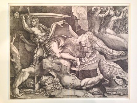 Giovanni Battista Scultori, ‘David Cutting Off the Head of Goliath (after Giulio Romano)’, 1540