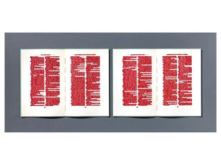 Emilio Isgrò, ‘Due libri rossi per il vicario’, ca. 2018