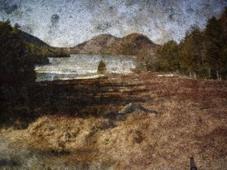 Abelardo Morell, ‘Tent Camera Image On Ground: View Of Jordan Pond And The Bubble Mountains, Acadia National Park, Maine, March’, 2010