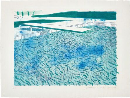 David Hockney, ‘Lithograph of Water Made of Lines, a Green Wash, and a Light Blue Wash’, 1978-80