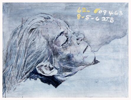 Margaret Harrison, ‘Marilyn is Dead! (blue-grey)’, 1994