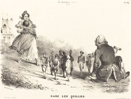 Jean-Ignace-Isidore Grandville, ‘Gare les Quilles’, 1830s