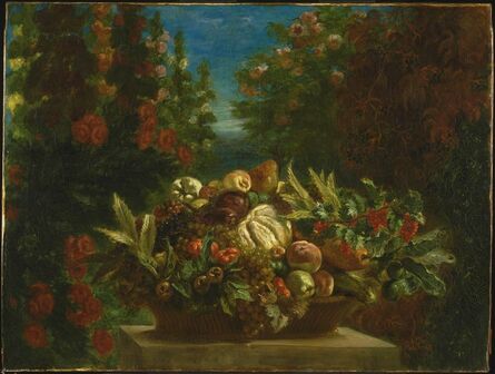 Eugène Delacroix, ‘A Basket of Fruit in a Flower Garden’, 1848-1849