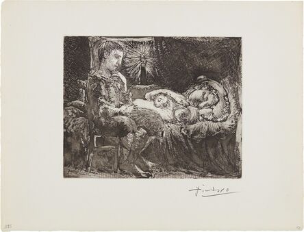 Pablo Picasso, ‘Garçon et dormeuse à la chandelle (Boy and Sleeping Woman by Candlelight), plate 26 from La Suite Vollard’, 1934