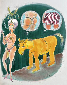 Al Jaffee, ‘Nude Show Girl Buttocks Pondered by Show Horse - Sexy Cartoon Mad Magazine’, ca. 1960s