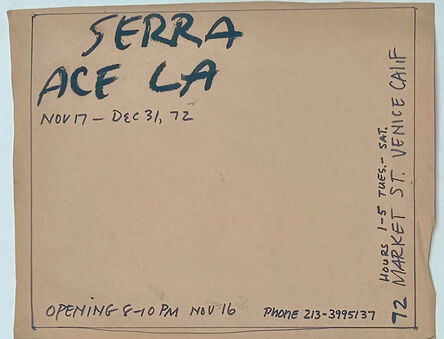 Richard Serra, ‘Ace LA’, 1972