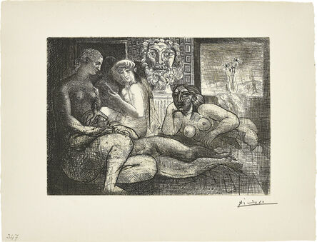 Pablo Picasso, ‘Quatre femmes nues et tête sculptée (Four Nude Women and a Carved Head), plate 82, from La Suite Vollard’, 1934