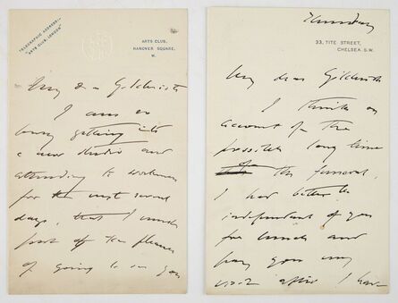 ‘John Singer Sargent: Two autograph letters signed’