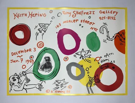 Keith Haring, ‘Keith Haring at Tony Shafrazi Gallery (SIGNED Exhibition poster, with 'Baby' drawing)’, 1988