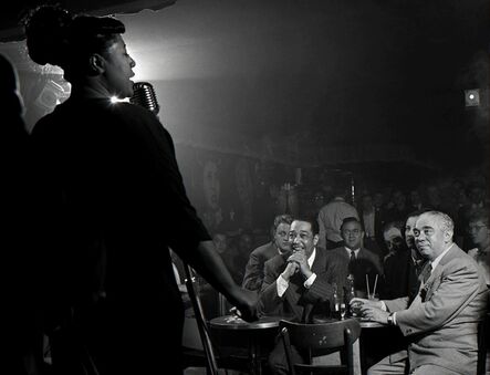 Herman Leonard, ‘Ella Fitzgerald, Duke Ellington, Benny Goodman, Downbeat Club, 52nd St., NYC’, 1948