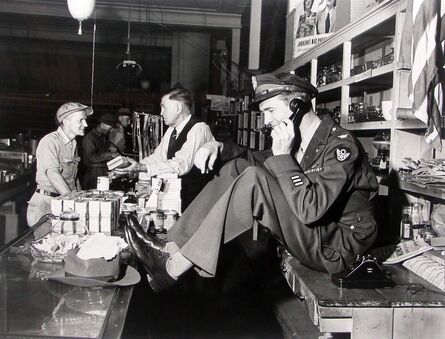 Peter Stackpole, ‘Jimmy Stewart Talking Behind Counter at His Father's Hardware Store While His Father Chats with Customer upon Stewar's Return from WWII, Indiana, PA’, 1947