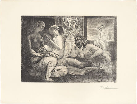 Pablo Picasso, ‘Quatre femmes nues et tête sculptée (Four Nude Women and a Carved Head), plate 82 from La Suite Vollard (Bl. 219, Ba. 424)’, 1934