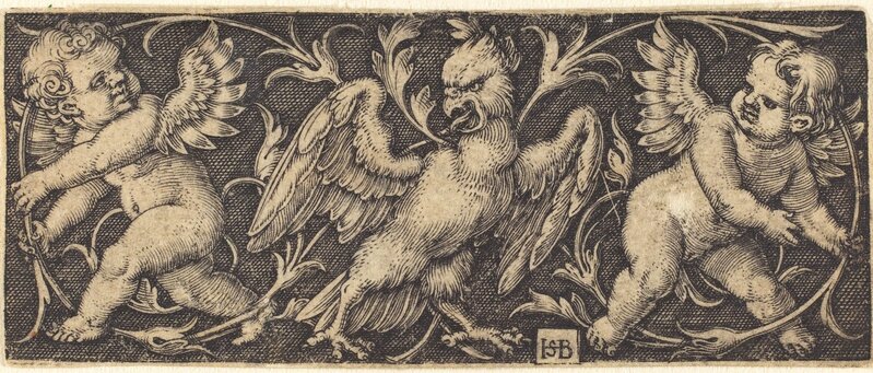 Sebald Beham, ‘Ornament with Eagle and Two Genii’, 1544, Print, Engraving, National Gallery of Art, Washington, D.C.