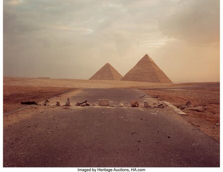 Richard Misrach, ‘Road Blockade and Pyramids, Egypt’, 1989