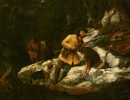 Arthur Fitzwilliam Tait, ‘Huntsman with Deer, Horse and Rifle’, 1854
