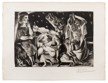 Pablo Picasso, ‘Minotaure aveugle guidé par Marie-Thérèse au pigeon dans une nuit étoilée, from La Suite Vollard’, 1934