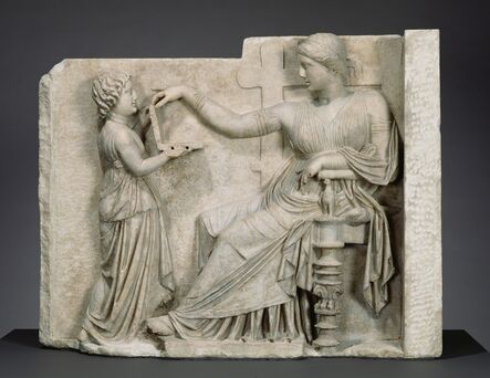 ‘Grave Naiskos of an Enthroned Woman with an Attendant’, ca. 100 BCE