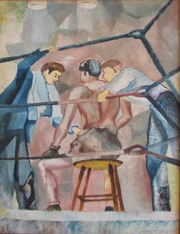 John Ruggles, ‘Fighter Boxing Woodstock American Scene WPA Era Mid 20th Century Social Realism’, ca. 1930s