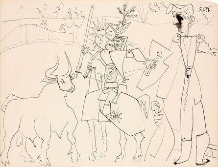 Pablo Picasso, ‘Chevalier Et Picador Dans L'arène’, 1951