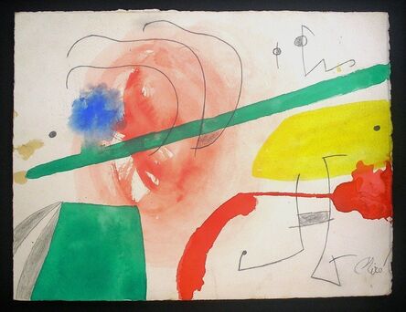 Joan Miró, ‘Personnage et oiseaux dans un paysage’