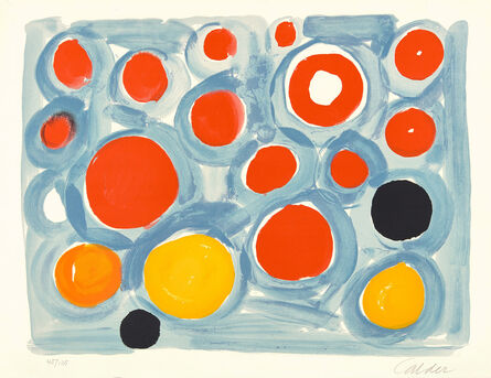 Alexander Calder, ‘Untitled (Blue Background with Red, Yellow and Black Circles)’, 1969