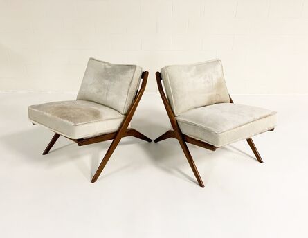 Folke Ohlsson, ‘Scissor Chairs with Brazilian Cowhide Cushions, pair’, 1950s