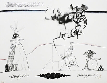 Saul Steinberg, ‘Annuit Coeptis (with Abraham Lincoln, from The New York International Portfolio)’, 1966
