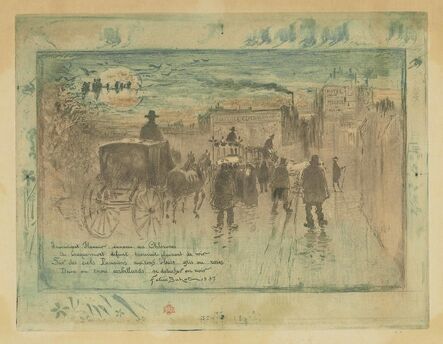 Félix Hilaire Buhot, ‘Convoi funèbre au Boulevard de Clichy’, 1887