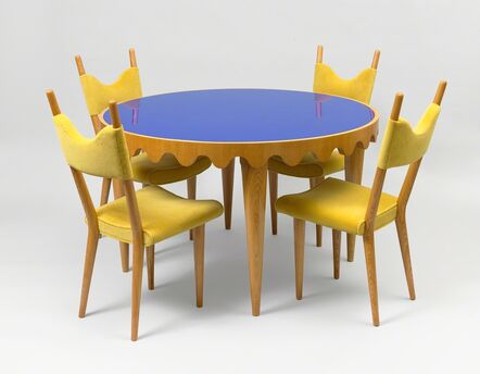 Jean Royère, ‘Set of "Baltique" chairs with "Ondulation" table’, ca. 1950