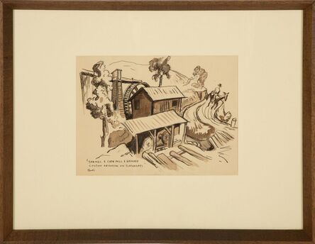 Thomas Hart Benton, ‘Saw Mill & Cornmeal & Grinder - Custom Grinding on Saturdays’, 1928