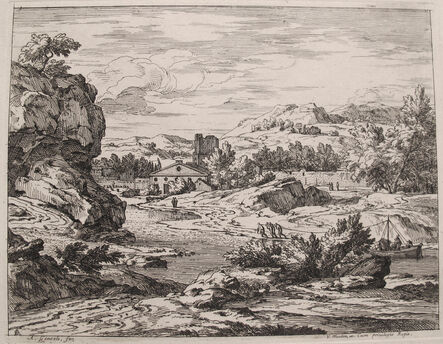 Abraham Genoels II, ‘Landscape with Barge’, 1600's