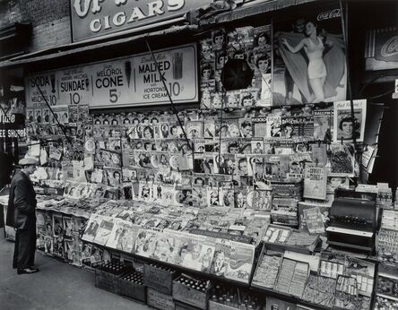 Berenice Abbott, ‘Newsstand, East 32nd Street and Third Avenue, Manhattan’, 1935