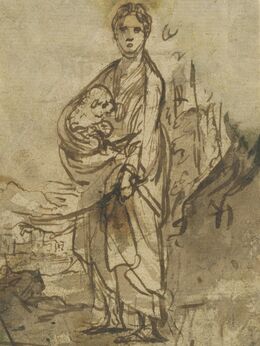 Adam Elsheimer, ‘Saint Agnes (recto), Figure Studies (verso)’, 1605