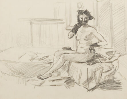 Alexander Brook, ‘[Woman with Glove to Mouth - Nude]’, ca. 1940