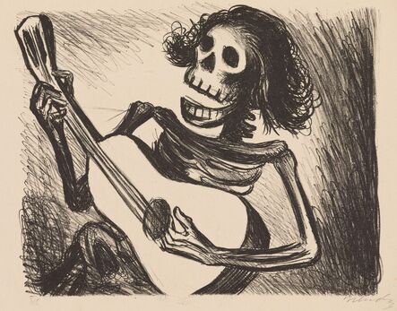 Leopoldo Mendez, ‘[Calavera Playing Guitar]’, ca. 1930s