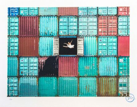 JR, ‘The Ballerina Jumping in Containers Le Havre France 2014’, 2018