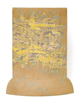 Felicity Aylieff, ‘an earthenware and agate inlaid vase, c.1985, with painted zigzag motifs’, 1985