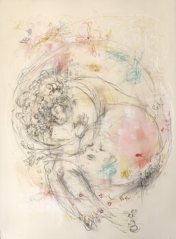 Milan DelVecchio, ‘Lounge Gal 05 - Contemporary Pastel on Paper w/ Beautiful Ethereal Lines (Beige+Pink+Blue) ’, 2023