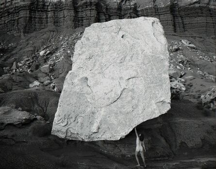 Judy Dater, ‘Self-Portrait Holding Up Rock’, 1983