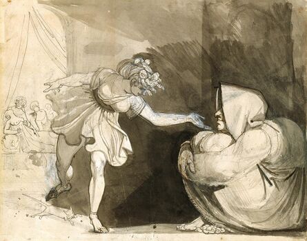 Henry Fuseli, ‘Galinthias Outwits Eileithyia By Announcing the Birth of Heracles (Verso: Portrait of Mrs. Fuseli)’, 1791