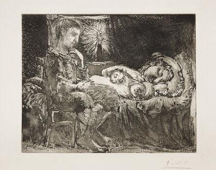 Pablo Picasso, ‘Garçon et dormeuse à la chandelle (Boy and Sleeping Woman by Candlelight), plate 26 from La Suite Vollard’, 1934