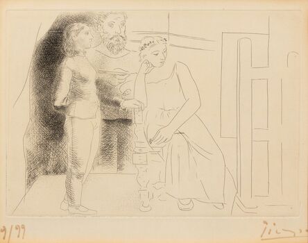 Pablo Picasso, ‘Peintre entre deux modèles from Le Chef-d'œuvre inconnu’, 1927