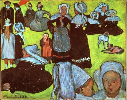 Émile Bernard, ‘Breton Women in a Green Pasture, or The Pardon’, 1888