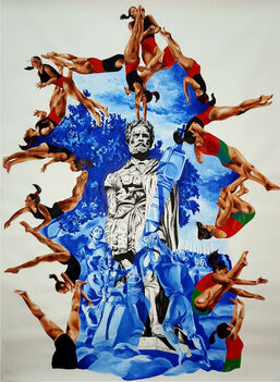 Márcio Carvalho, ‘Falling Thrones, Dis-erection as a method / Statue: Luis Vaz de Camões. Athlete: Rainha Ginga’, 2020