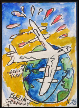 Frank X. Tolbert, ‘Modern Colorful Mixed Media Abstract of the Earth & a Plane Seen from Space’, 1998
