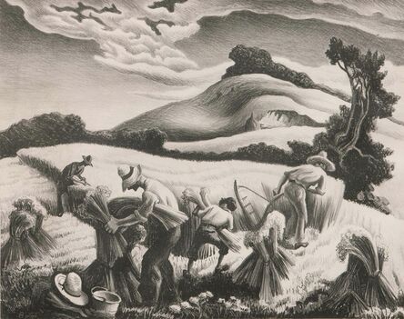 Thomas Hart Benton, ‘Cradling Wheat’, 1939