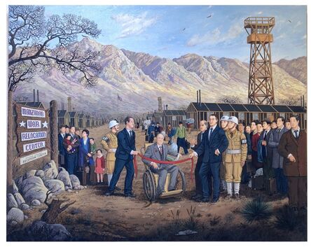 Sandow Birk, ‘Franklin D. Roosevelt Welcoming the First Detainees to Manzanar - March 21, 1942’, 2022