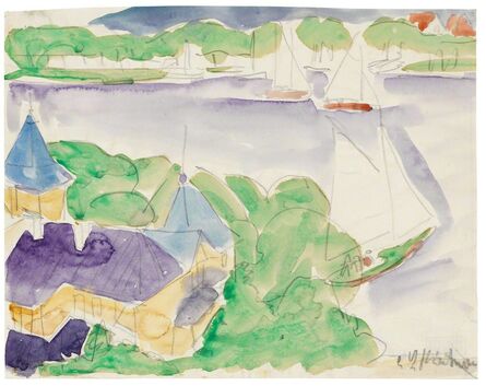 Ernst Ludwig Kirchner, ‘Müggelsee (Segelboote)’, ca. 1910