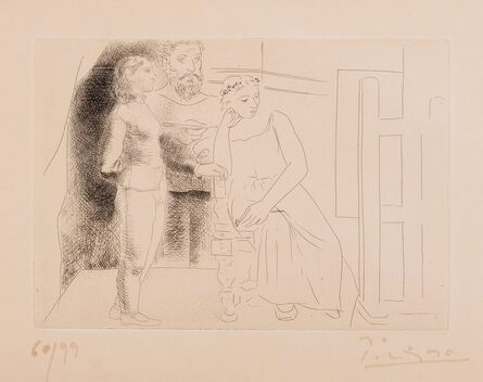 Pablo Picasso, ‘Peintre entre Deux Modèles, from Le Chef-d'Oeuvre Inconnu (Bloch 83; Cramer 20)’, 1927